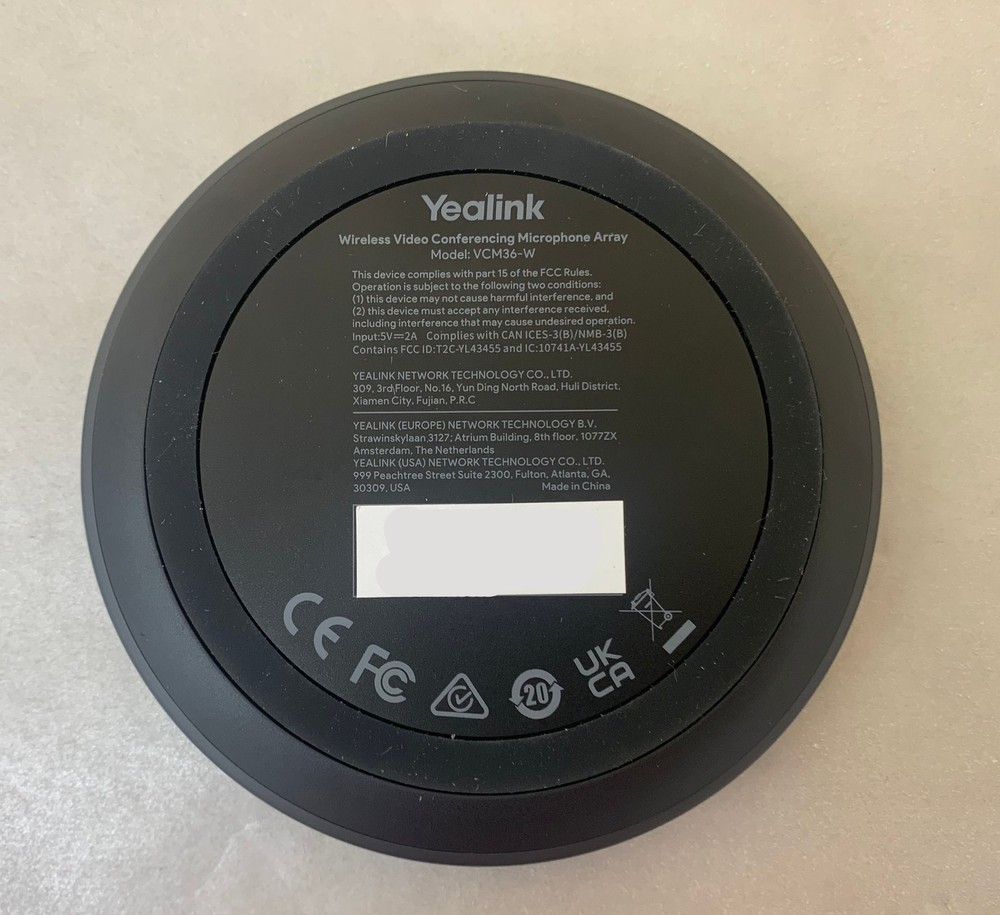 Yealink VCM36-W Wireless Video Conferencing Microphone Array w/ Charging Base