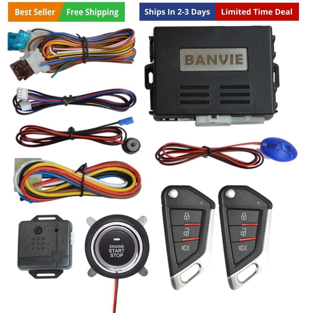 Car Keyless Entry Security Alarm System with Remote Engine Start and Push to ...