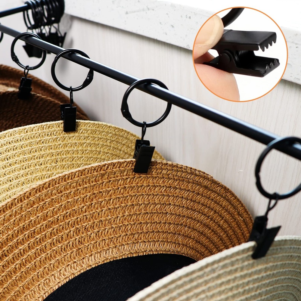 2 Pack Metal Hat Organizer Wall Mounted Hat Rack with 24 Hooks for Baseball Caps