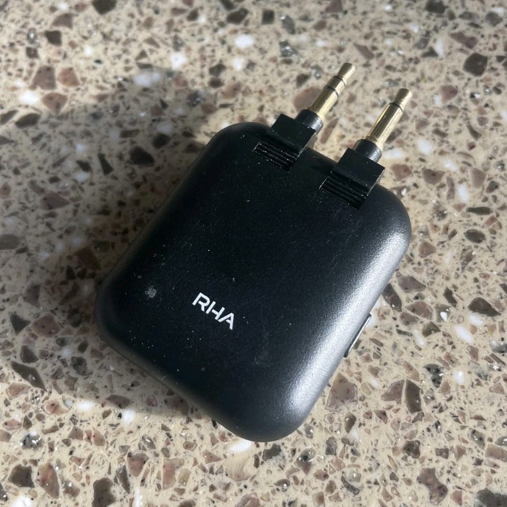 RHA Black Bluetooth Adapter USB-C Dual 3.5mm Jack Ports for Audio Devices