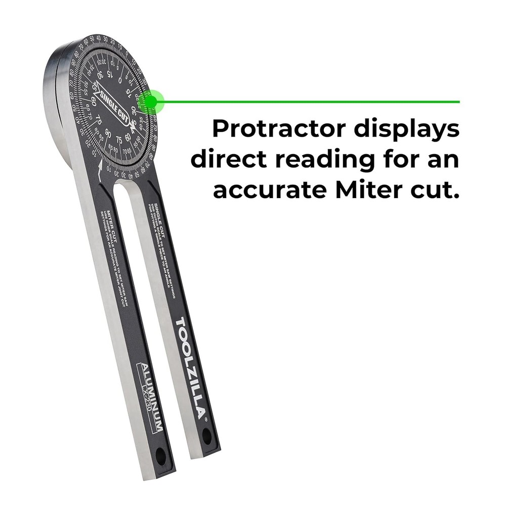 Toolzilla 7-Inch Aluminum Miter Saw Protractor Angle Finder - Measuring Tool wit