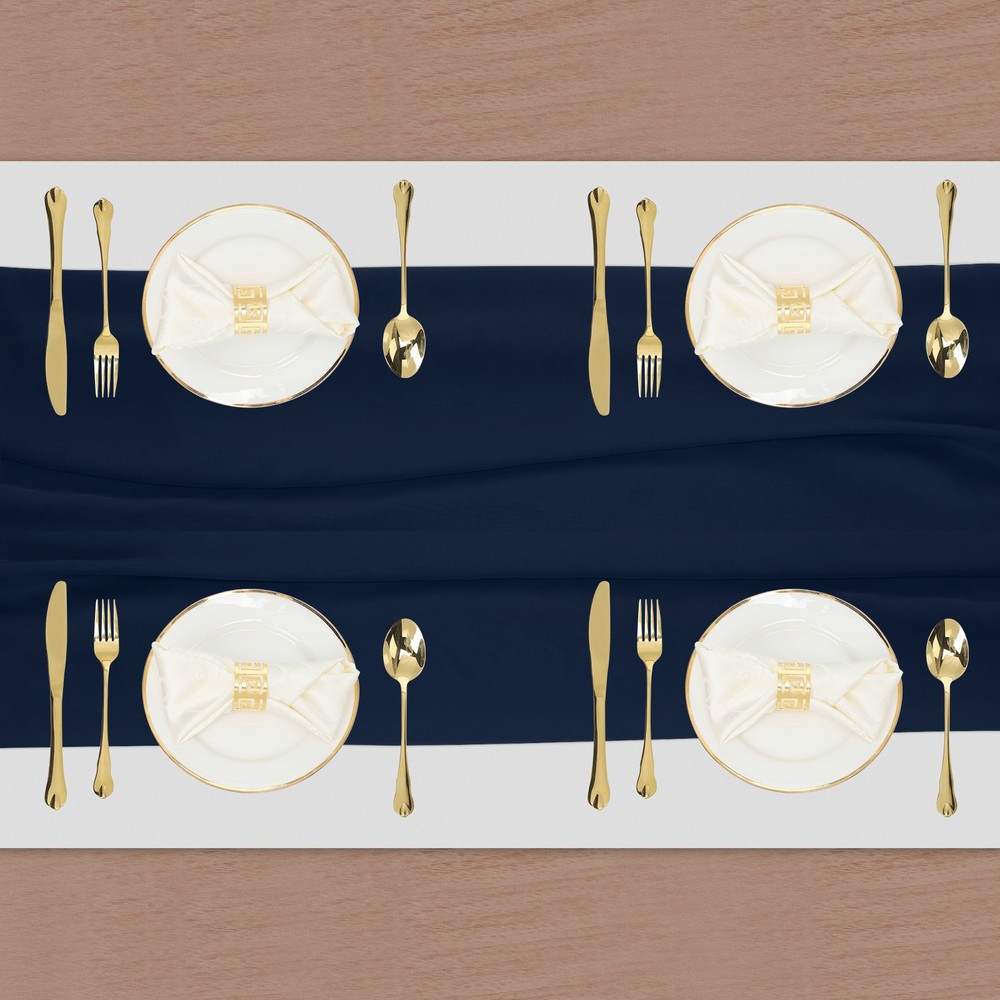 Navy Blue Chiffon Table Runner 27.5" x 118" Romantic Table Runner