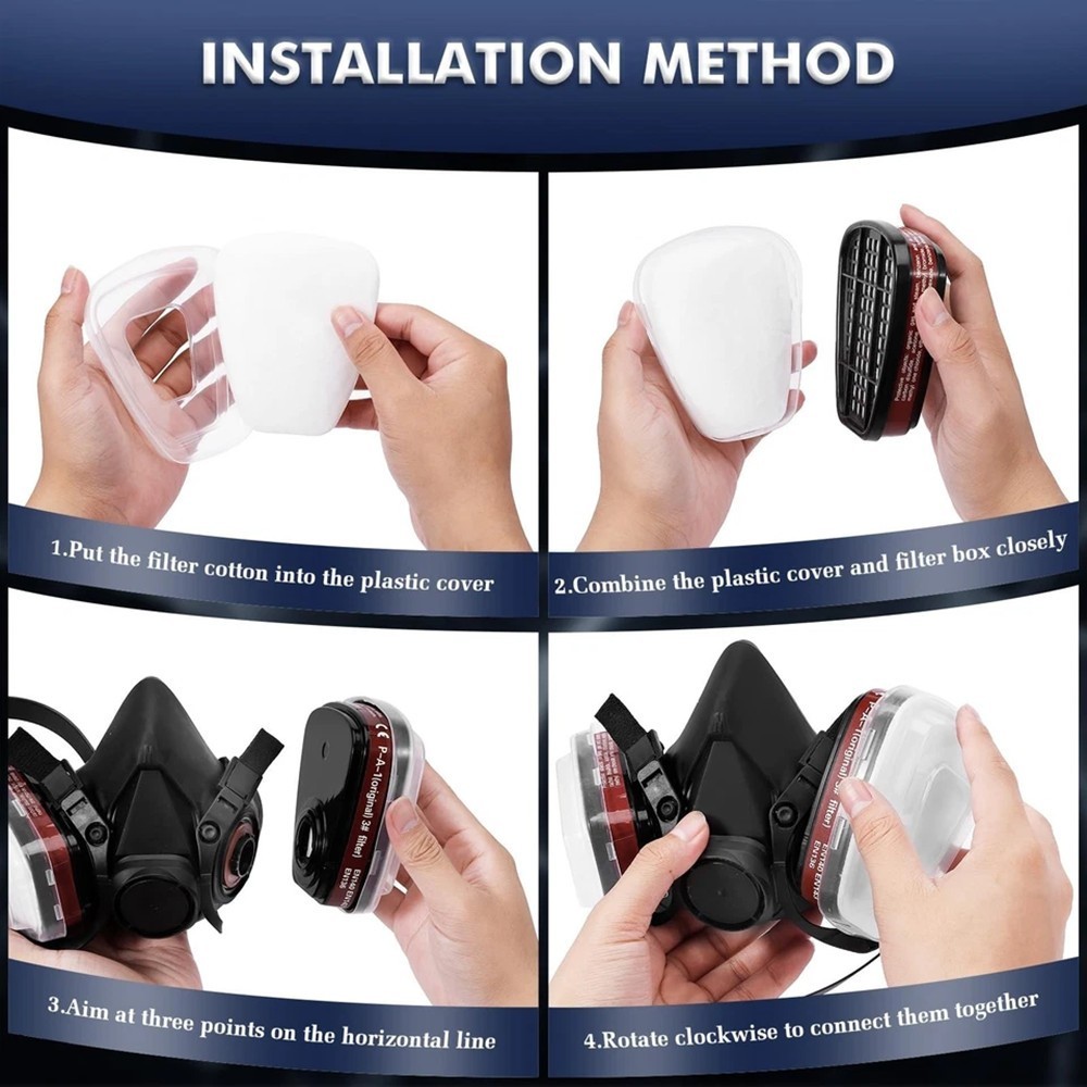 16 in 1 Half Face Gas Mask Facepiece Spray Painting Respirator Safety For 6200