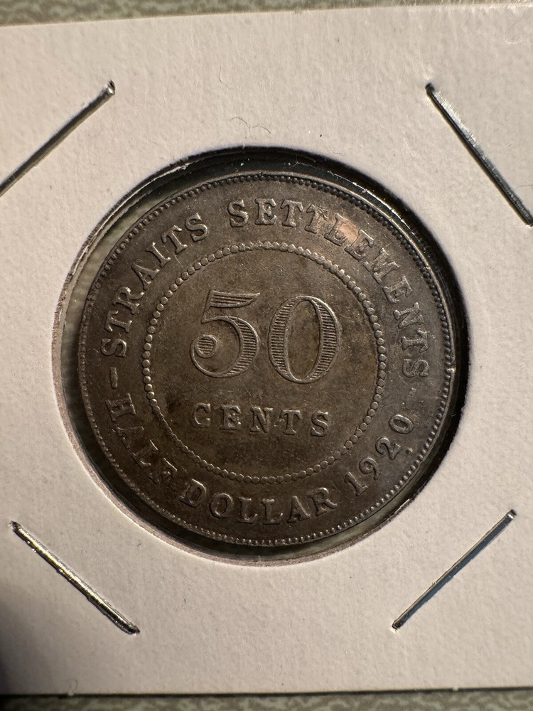 50 Cents - George V-Straits Settlement-XF (1920)