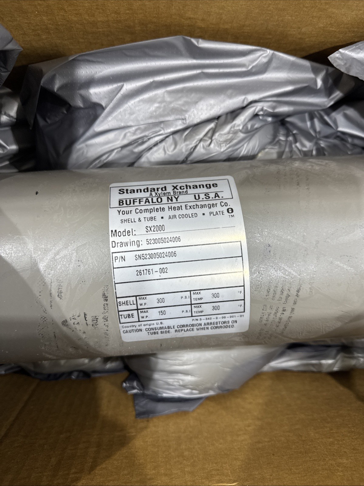 NEW* XYLEM STANDARD XCHANGE SN523005024006 Heat Exchanger SX2000 261761-002