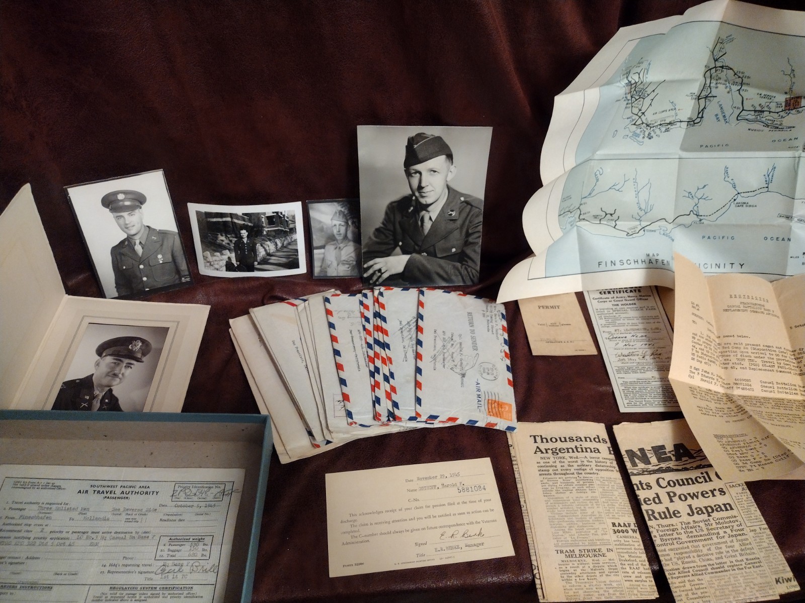 WW2 US Army Corporal /Photos/Letters , Discharge Papers , Pictures . Etc