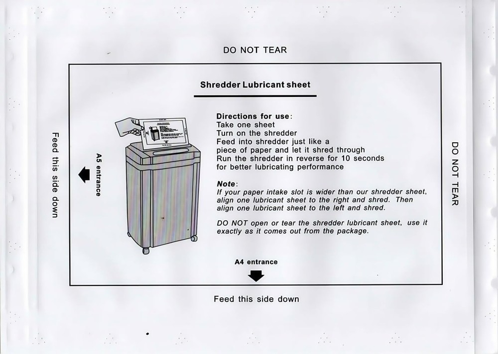 Convenient Shredder Lubricant Sheets - No Mess, Eco-Friendly Solution, 6 Pack