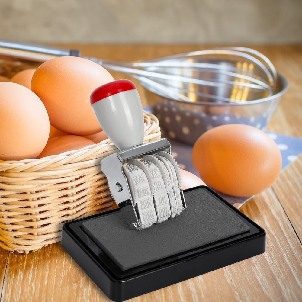 2 Pack Egg Dater Kit - 4 mm Rubber Egg Date Stamp & 2 Black Stamper Pad - Fre