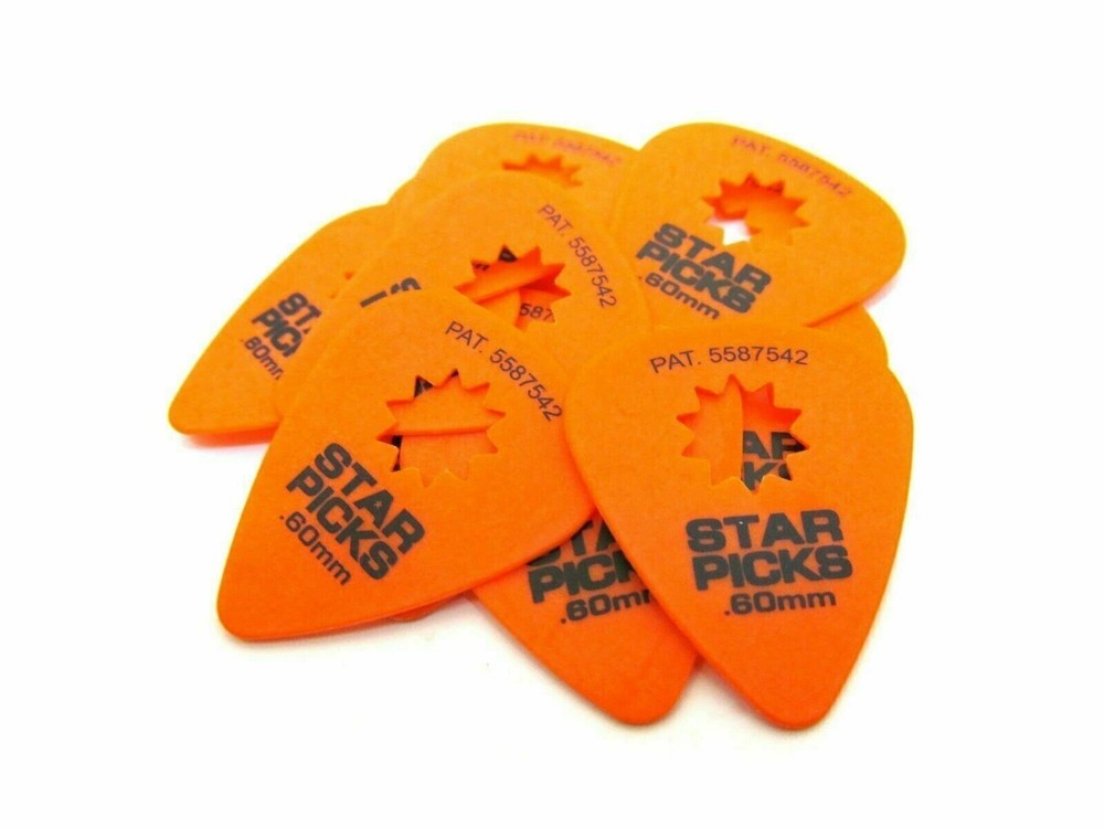 Everly Star Guitar Picks 24 pack .60mm Orange