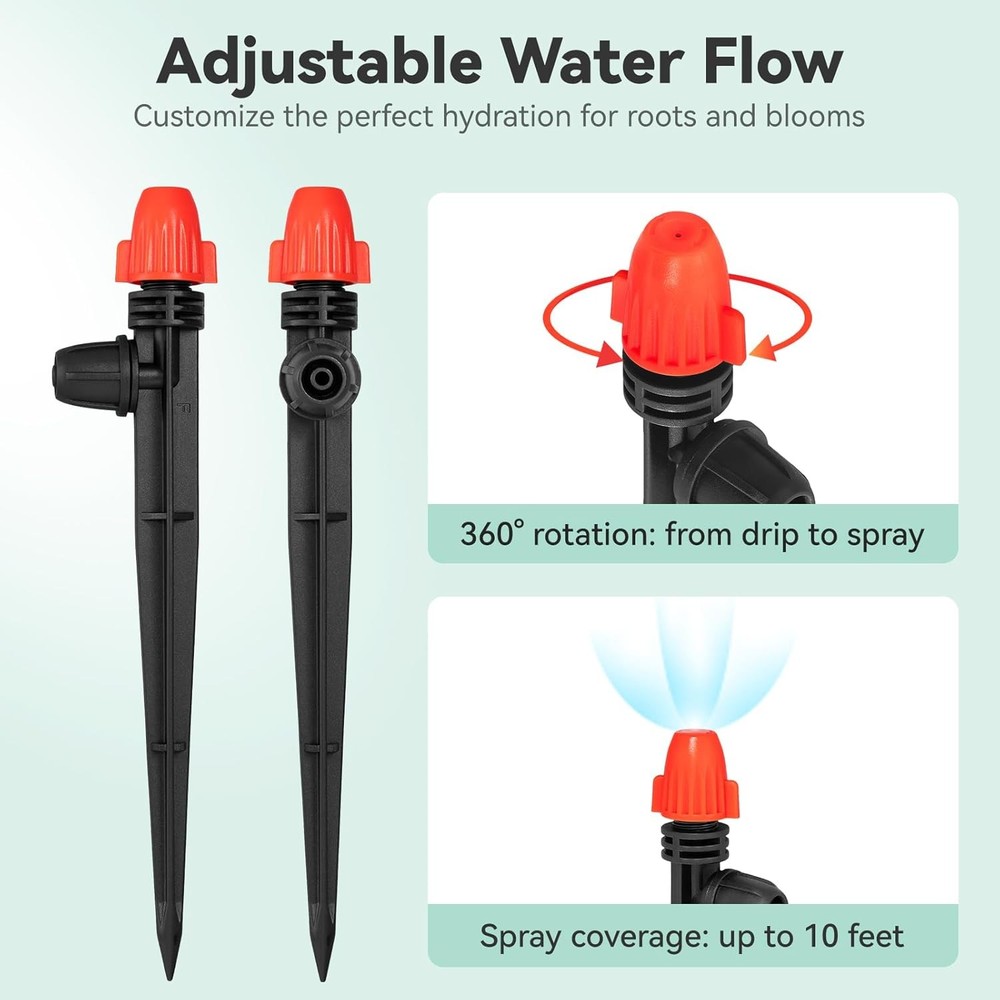 Adjustable Drip Irrigation Spray Emitters: Mist Stream Drip Emitter with Lock Ba