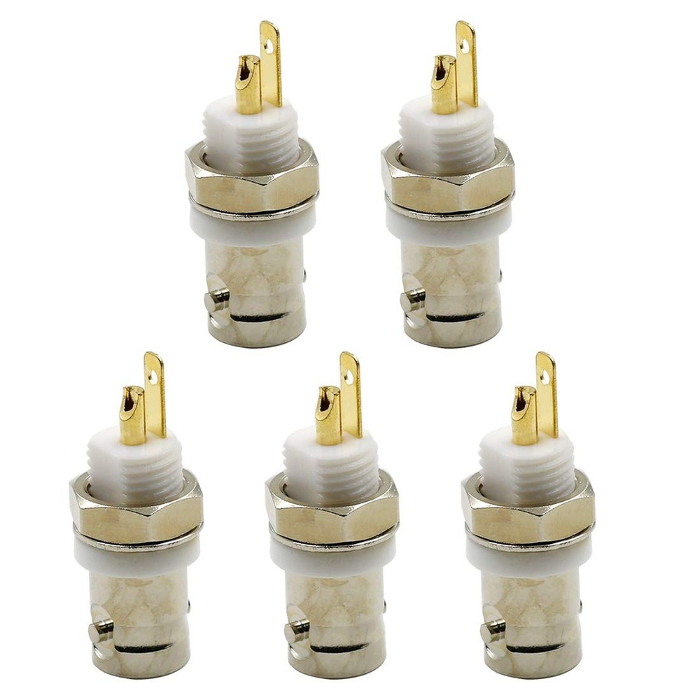 BNC Female Jack Bulkhead Solder Panel Mount Insulated Coax Rf Connector - (5 ...