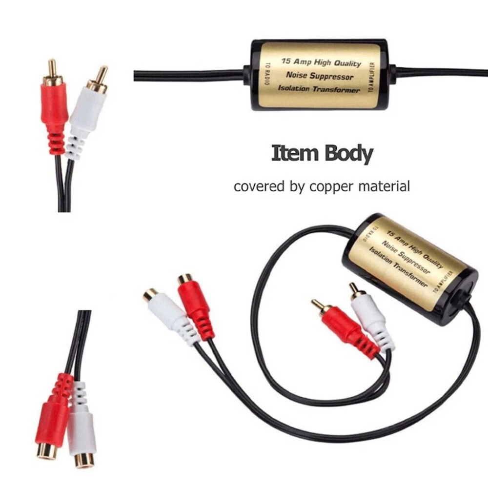 RCA Ground Loop Noise Isolator Filter for Car Amplifier and Audio System Setup