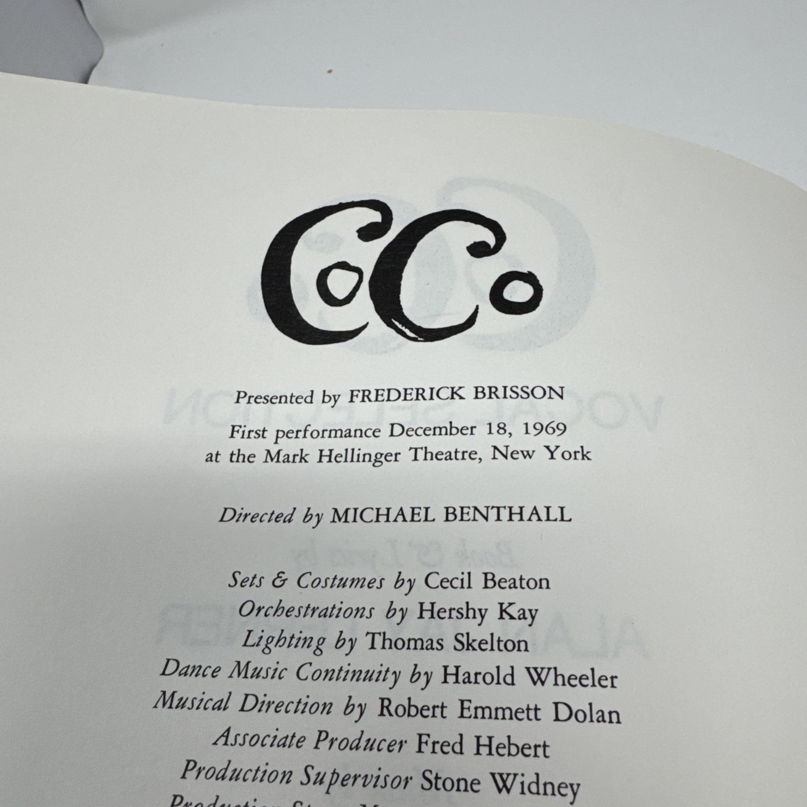 Vintage COCO Vocal Selections Sheet Music 1969 Broadway Previn First Performance