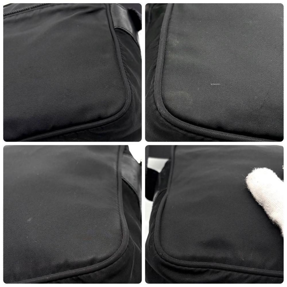 PRADA Shoulder Bag Nylon Leather Triangular Logo White Tag Guarantee