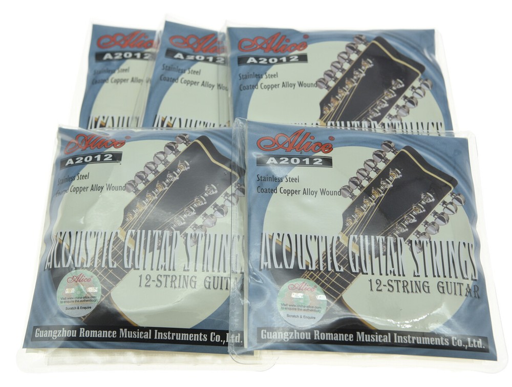 5x 12-String Acoustic Guitar Strings Coated Copper Alloy Wound 1st-12th String
