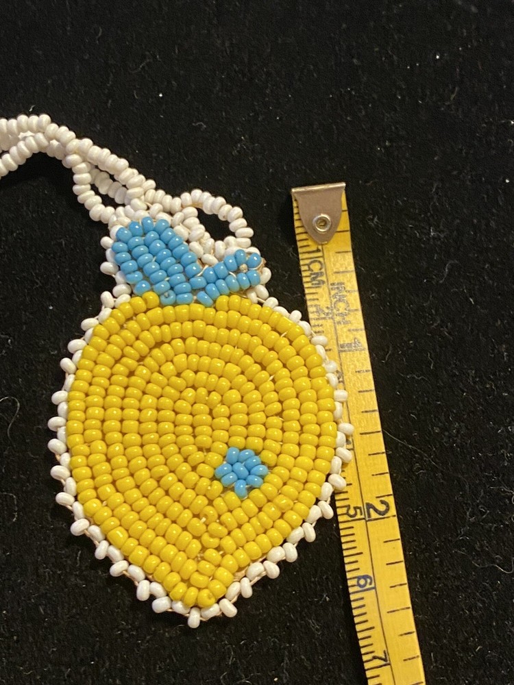 Three seed bead on leather fruit image necklaces