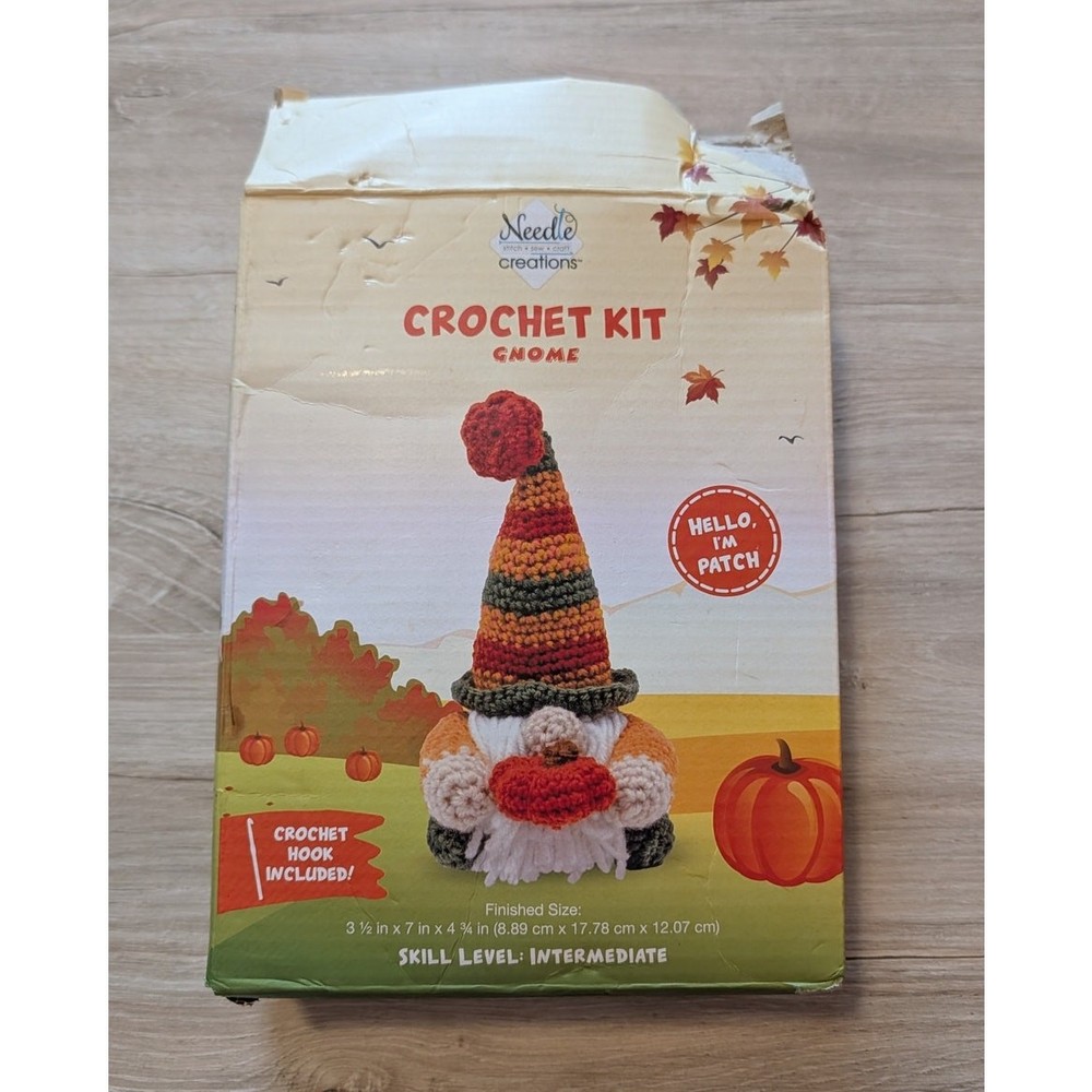 Gnome with Pumpkin Crochet Kit "Patch" Level: intermediate By Needle Creations