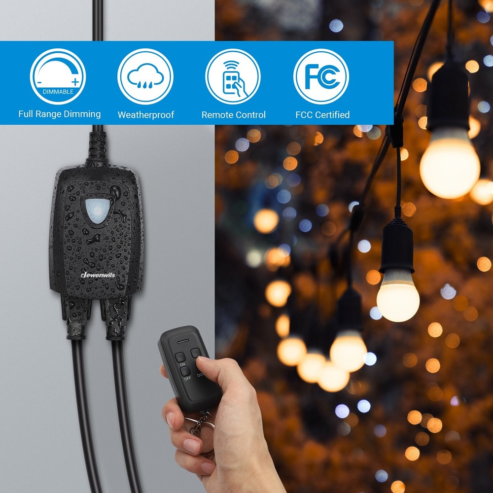 DEWENWILS Outdoor Dimmer for String Lights Plug in Remote Control Light Dimmer
