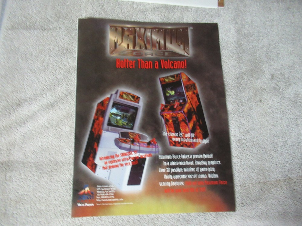 odd size 11- 8 3/8'' maximum force dlx std atari  ARCADE GAME FLYER