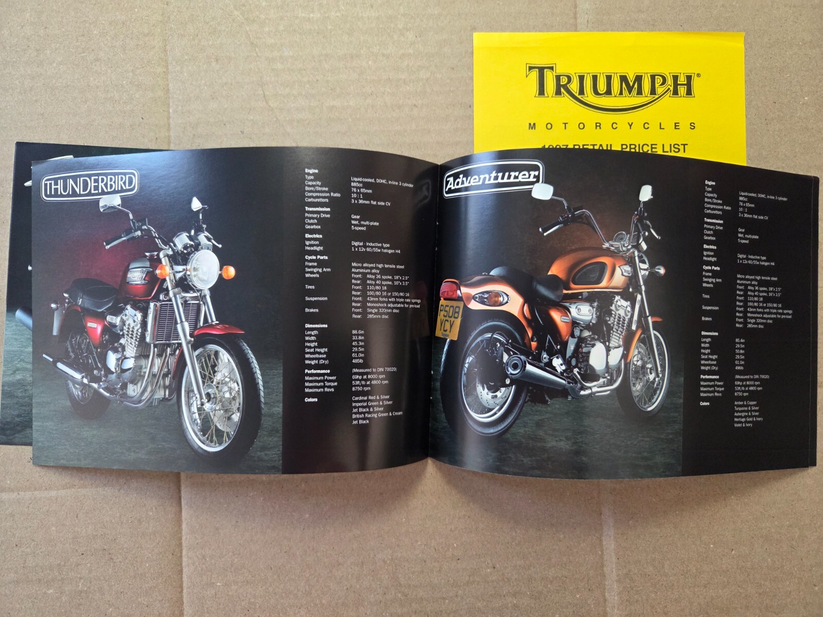 Vintage 1997 Triumph Motorcycle Brochure Daytona Trophy Speed Triple Tiger etc.