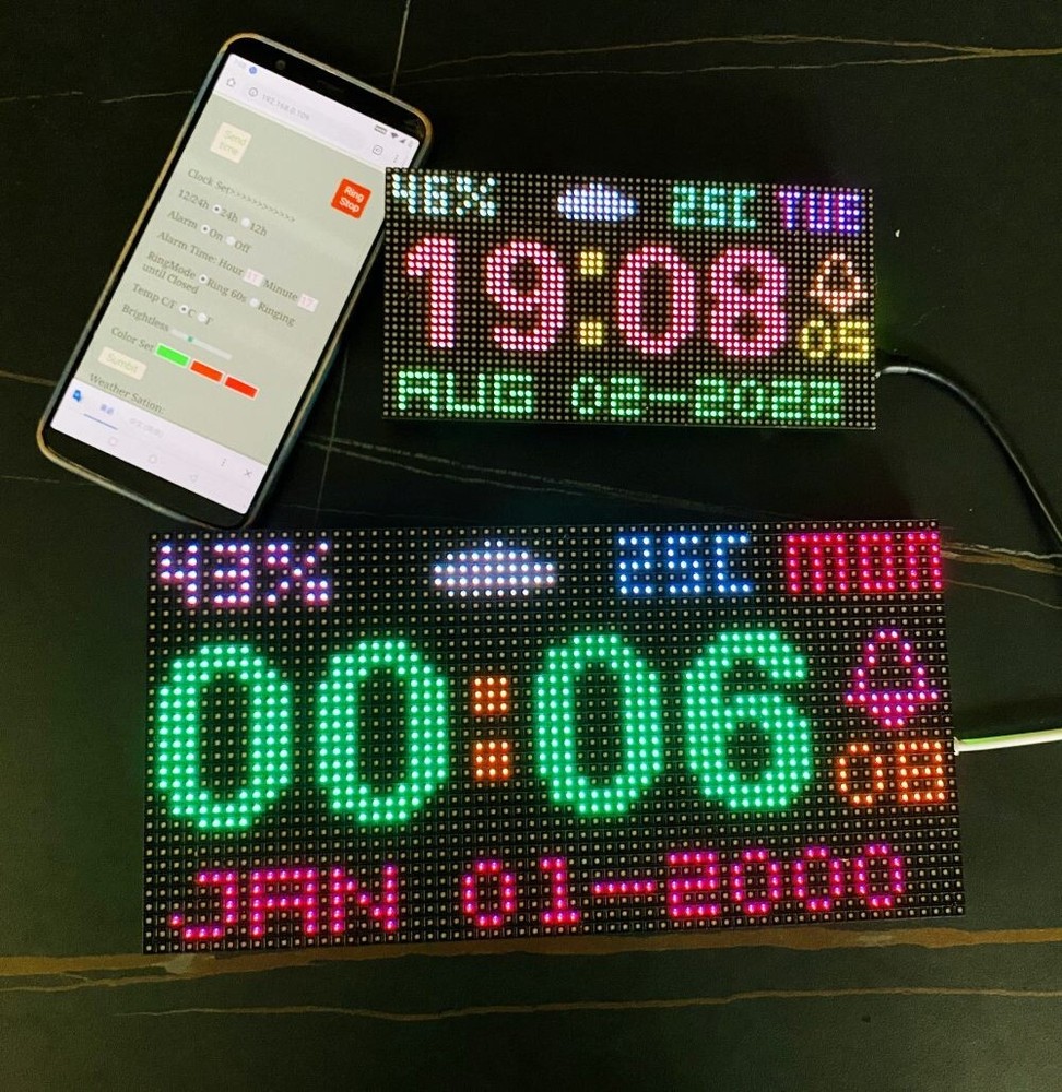 Digital Clock LED Matrix Clock Weather Station Wall clock Cool gift