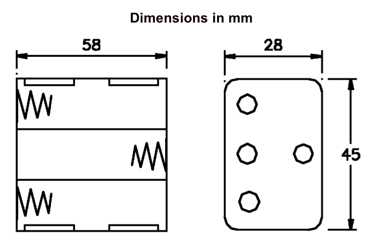 NEW Battery Holder for 6 x AA Cell (9V) with 9 Volt Snap Terminal *USA Seller*
