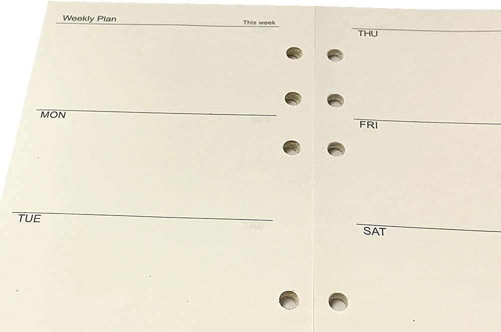 Compact A6 Weekly Planner Refill - 45 Double-Sided Sheets for Easy Planning