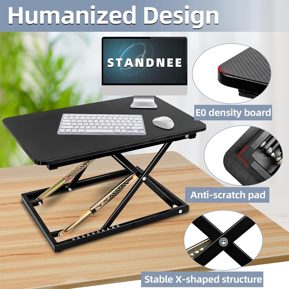 Ergonomic Black Pattern Desk Riser - Adjustable Standing Desk 23.6" x 15.7"