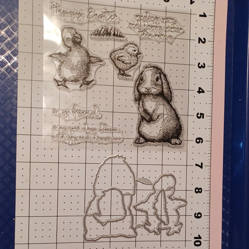 Universal Thin Metal Die Cut Tool & Stamp set Easter Bunny Rabbit Duckling Chick