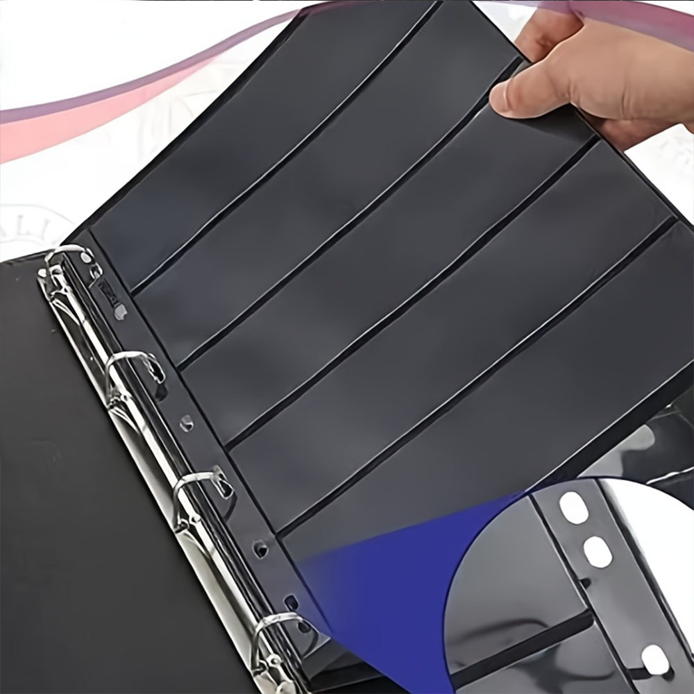 10PCS Stamp Stock Pages 5 Rows Double Side Archival Sheet Black US