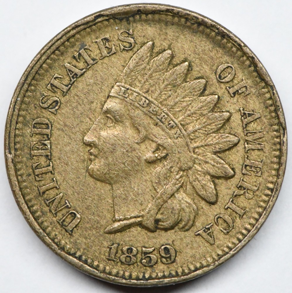 1859 Indian head cent with die cuds
