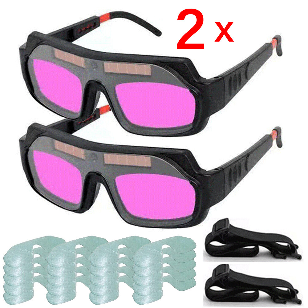 2 Pack Auto Darkening Welding Glasses True Color Solar Safety Goggles PC Lens US