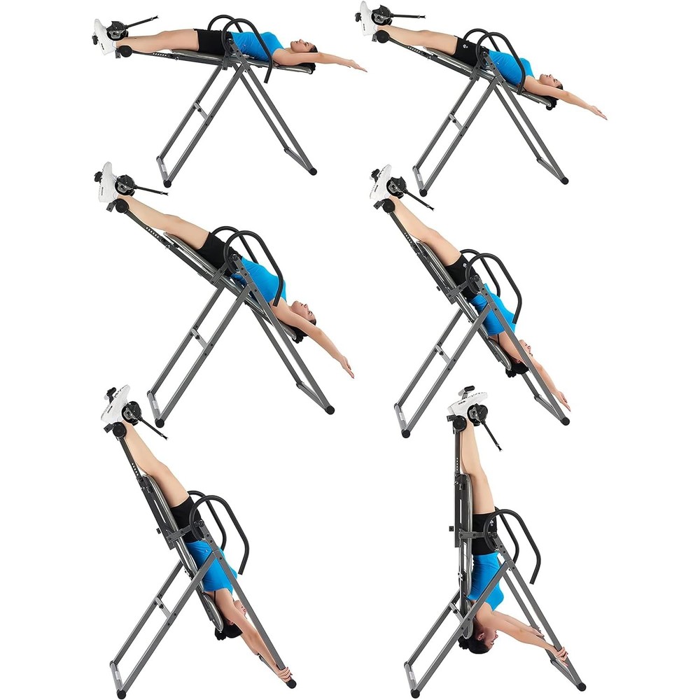 Ergonomic Reversible Inversion Table with Adjustable Headrest and 300 lb Capa...