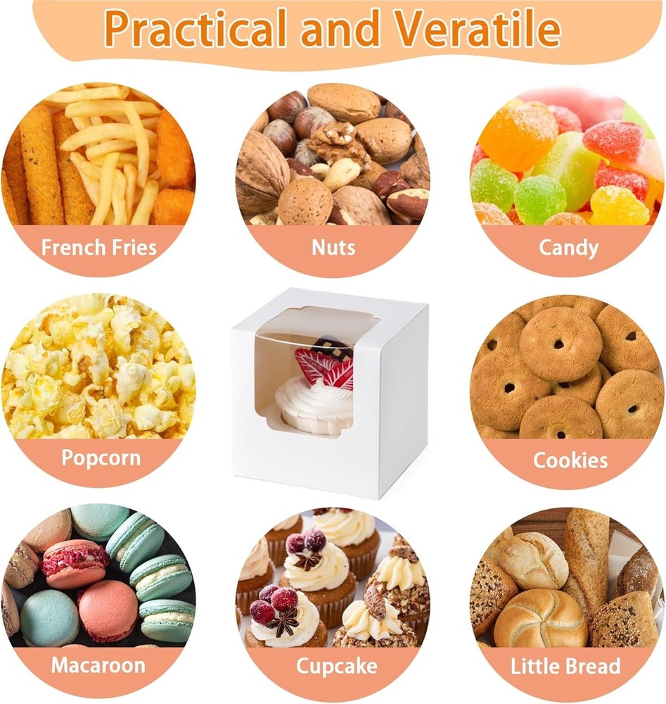 Stackable 25 Pack Cupcake Boxes with Windows – Perfect for Parties and Gifting