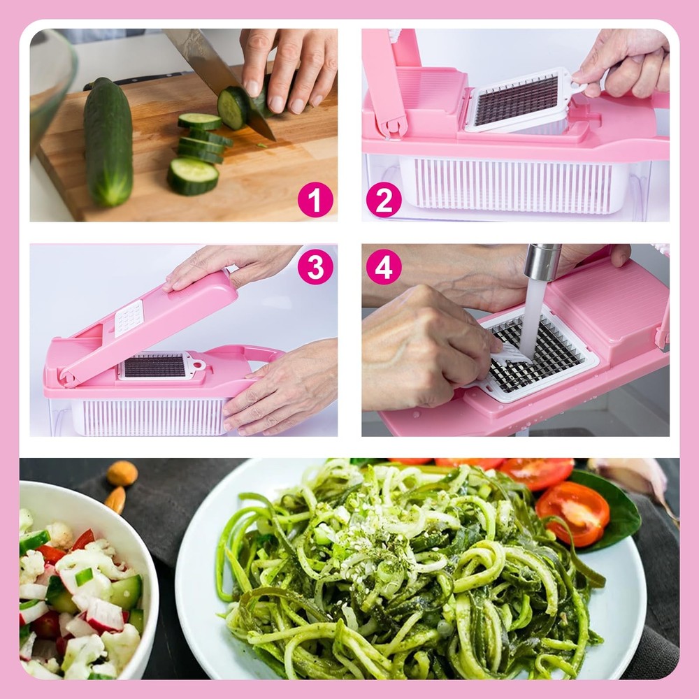 16-in-1 Vegetable Chopper & Mandoline Slicer with Container, Multifunctional ...