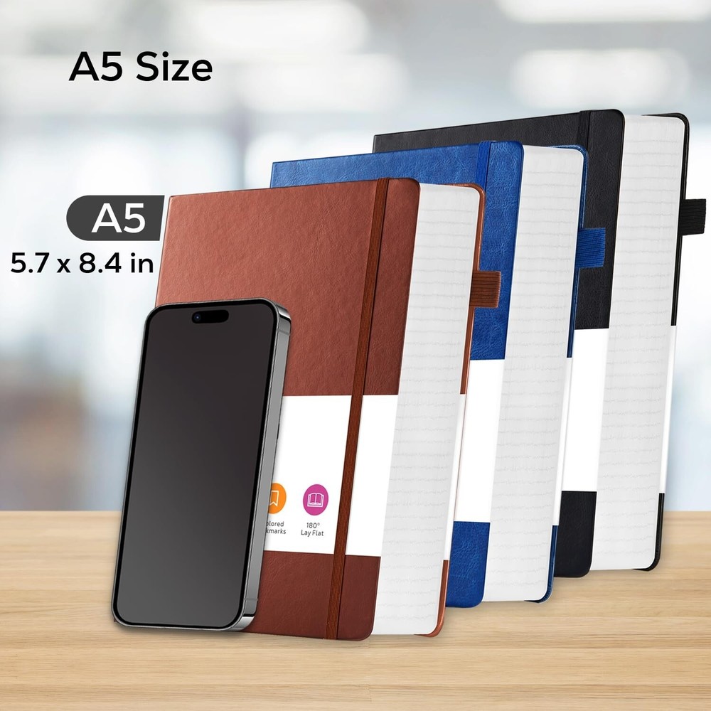 3 Pack Journal Notebook, 320 Pages A5 Lined Notebook Journal Set for Work Wri...