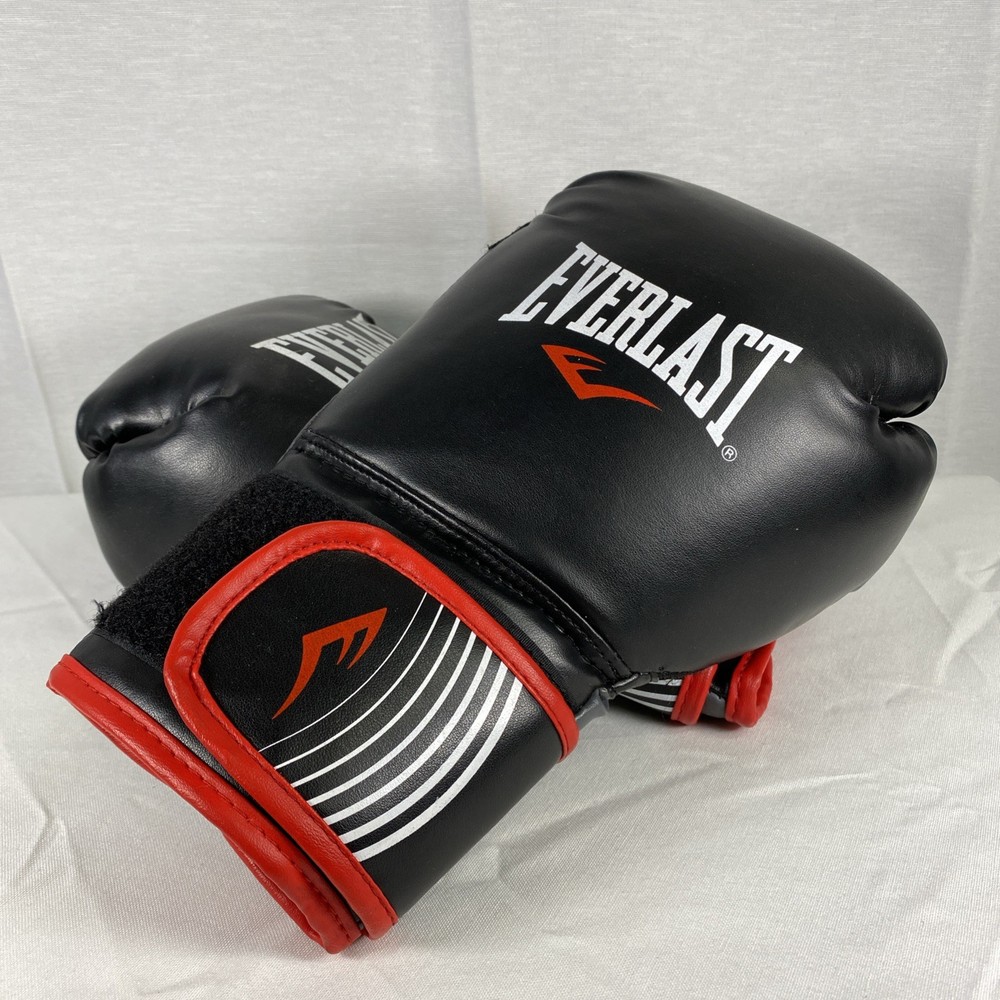 Everlast 14 oz Sparing Boxing Core Training Gloves Black Red hook loop Closure