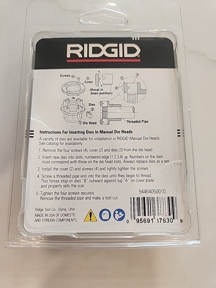 RIDGID 37830 Pipe Threading Dies.