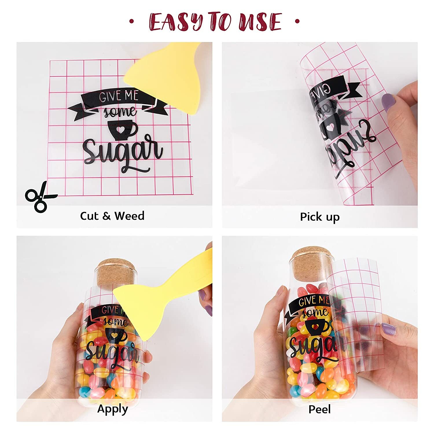 HTVRONT Vinyl Transfer Tape Roll - Craft Application Paper for Cricut with Grid