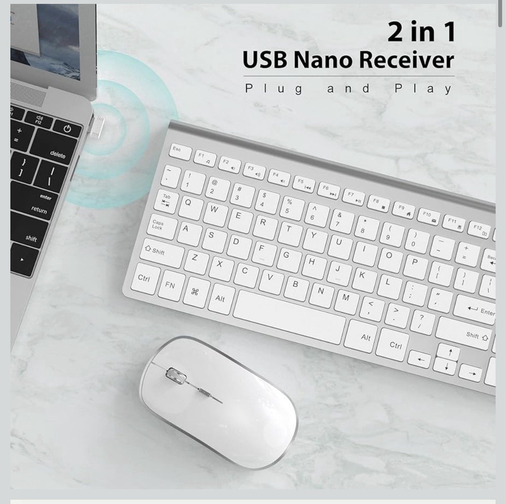 Wireless Keyboard Mouse, JOYACCES 2.4G Compact and Ultra Slim Wireless Keyboard