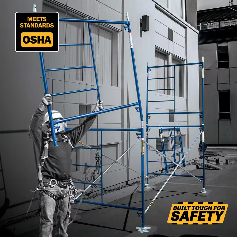 MetalTech Saferstack 1 Story Scaffold Frame Set 5x7x5ft Galvanized Braces