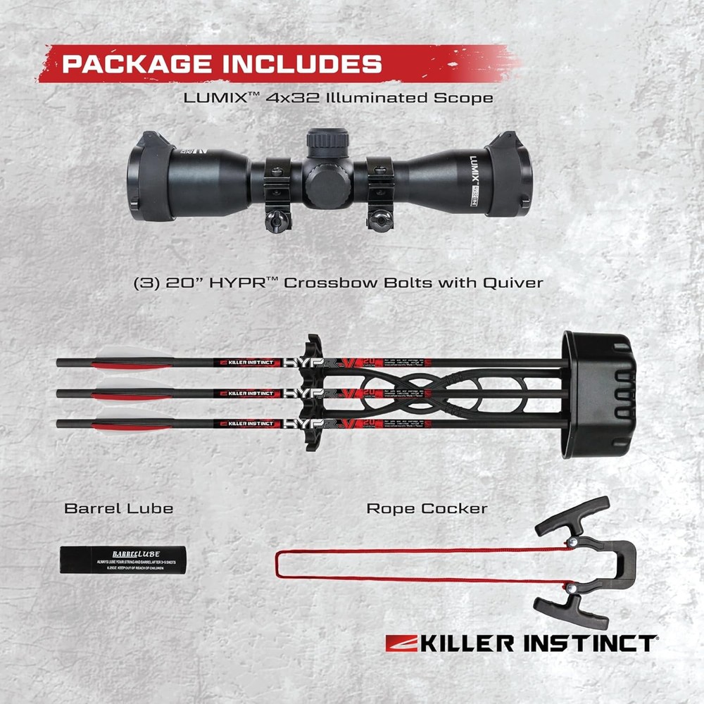 Killer Instinct LOGIX 435 Crossbow Kit 435FPS X CAM Let-Down Trigger Scope
