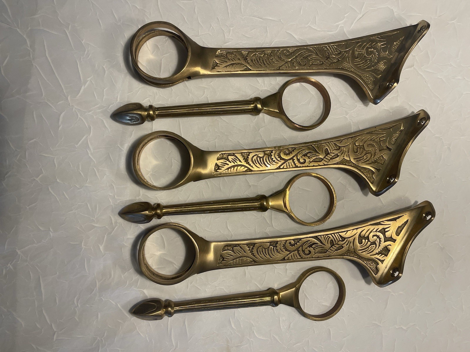 Set Of 3 Swing Arm Cast Solid Brass Bar Foot Rails, 2 inches