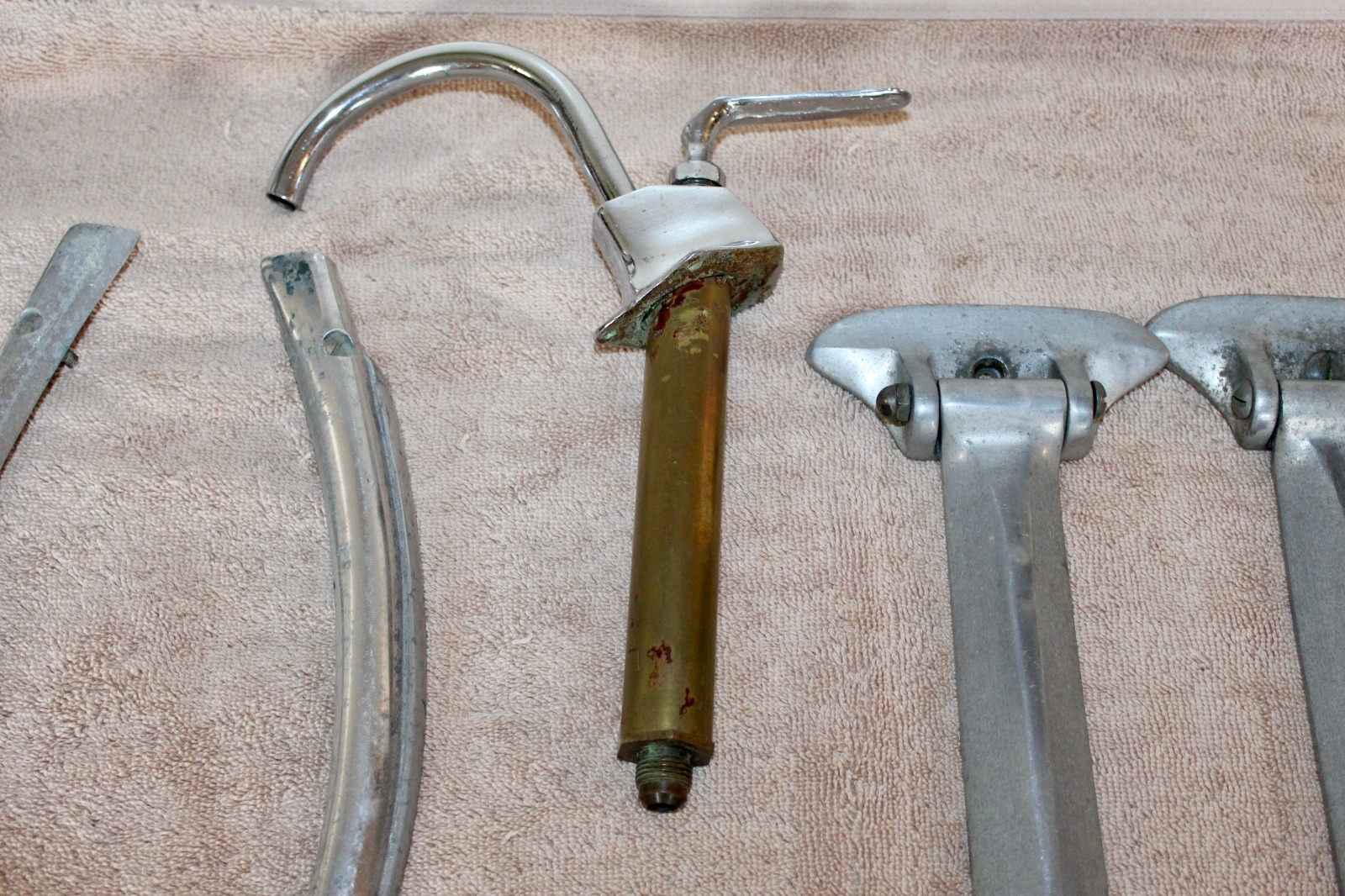 vintage aluminum boat parts cleats, trim, 20 piece lot