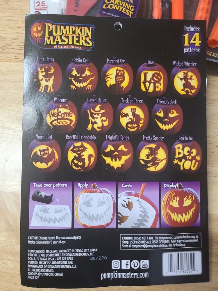 2x Pumpkin Masters Pumpkin Carving Kit includes 5 tools and 14 patterns **NEW**