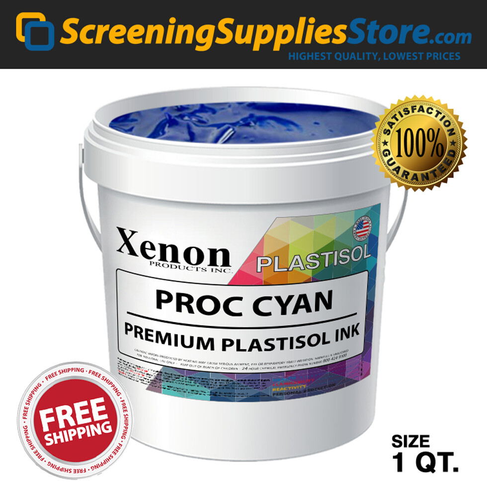 Xenon® - Process Cyan Plastisol Ink for Screen Printing - 1 Quart - 32oz
