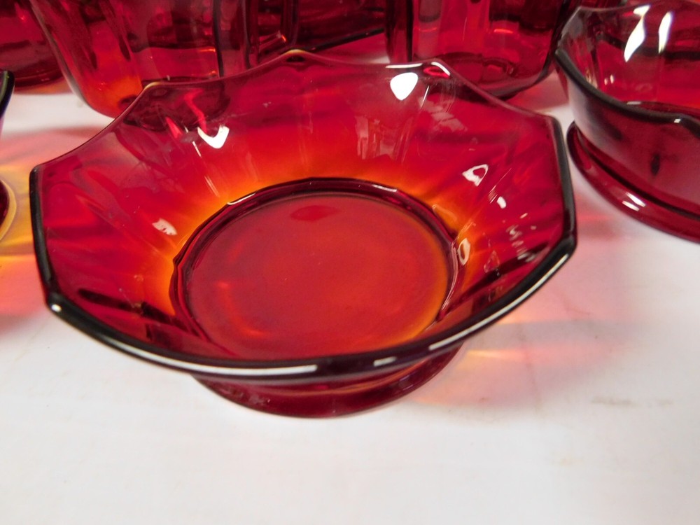 Imperial Glass MOLLY Pattern Ruby Red Glassware Lunch / Dessert Set