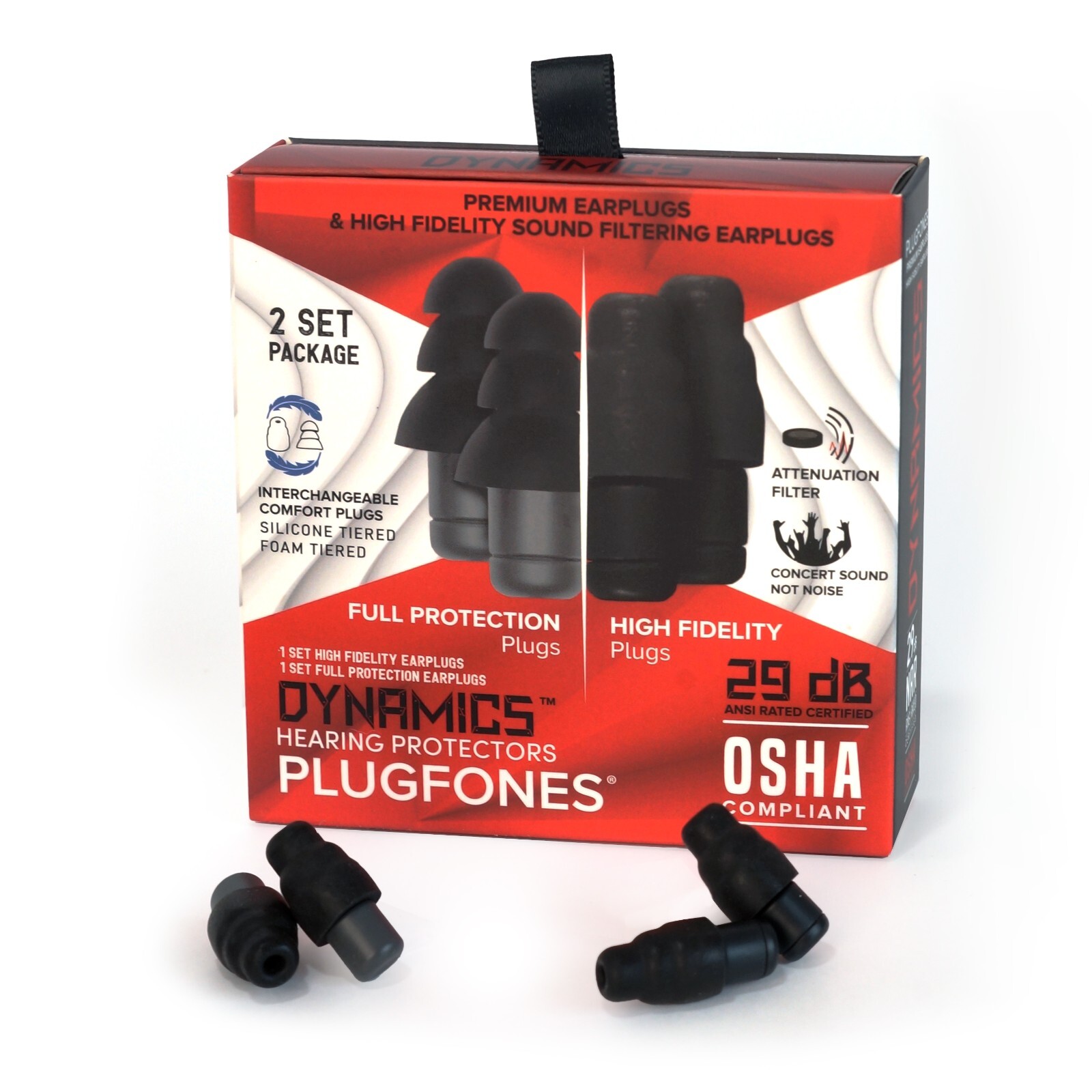 Plugfones High Fidelity Musician Ear Plugs and Concert Earplugs
