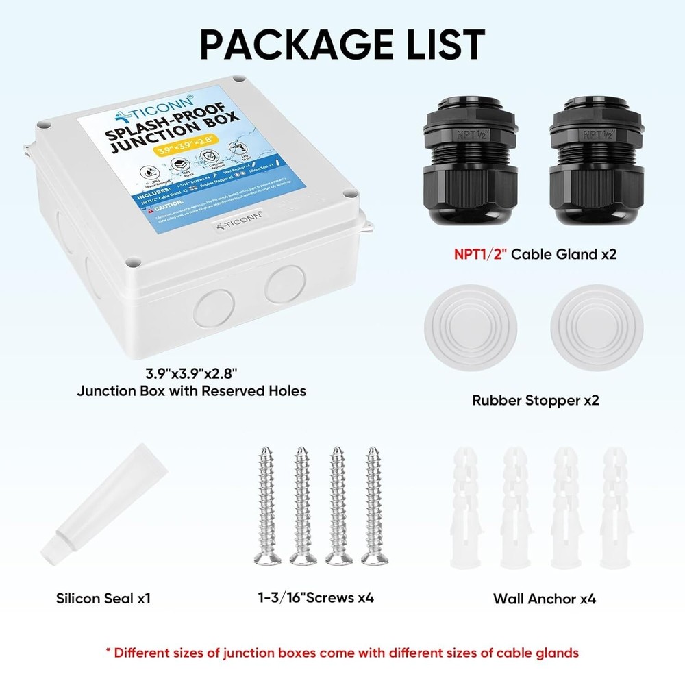 Electrical Junction Box, IP65 Splash-Proof ABS Plastic Project Box Electrical En