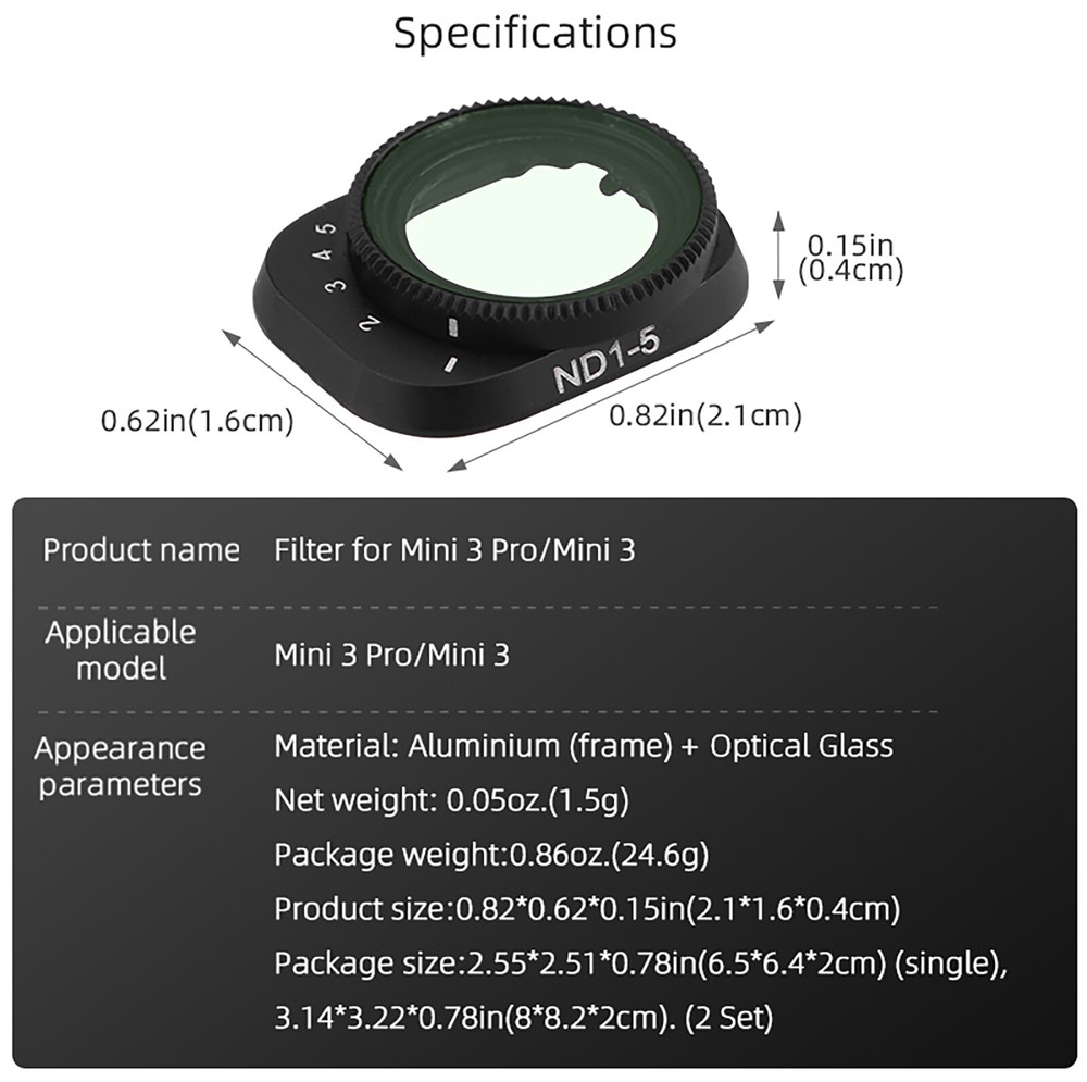 Variable ND Filter Set Drones Lens Accessory Frame Drones for Mini 3 Pro Mini 3
